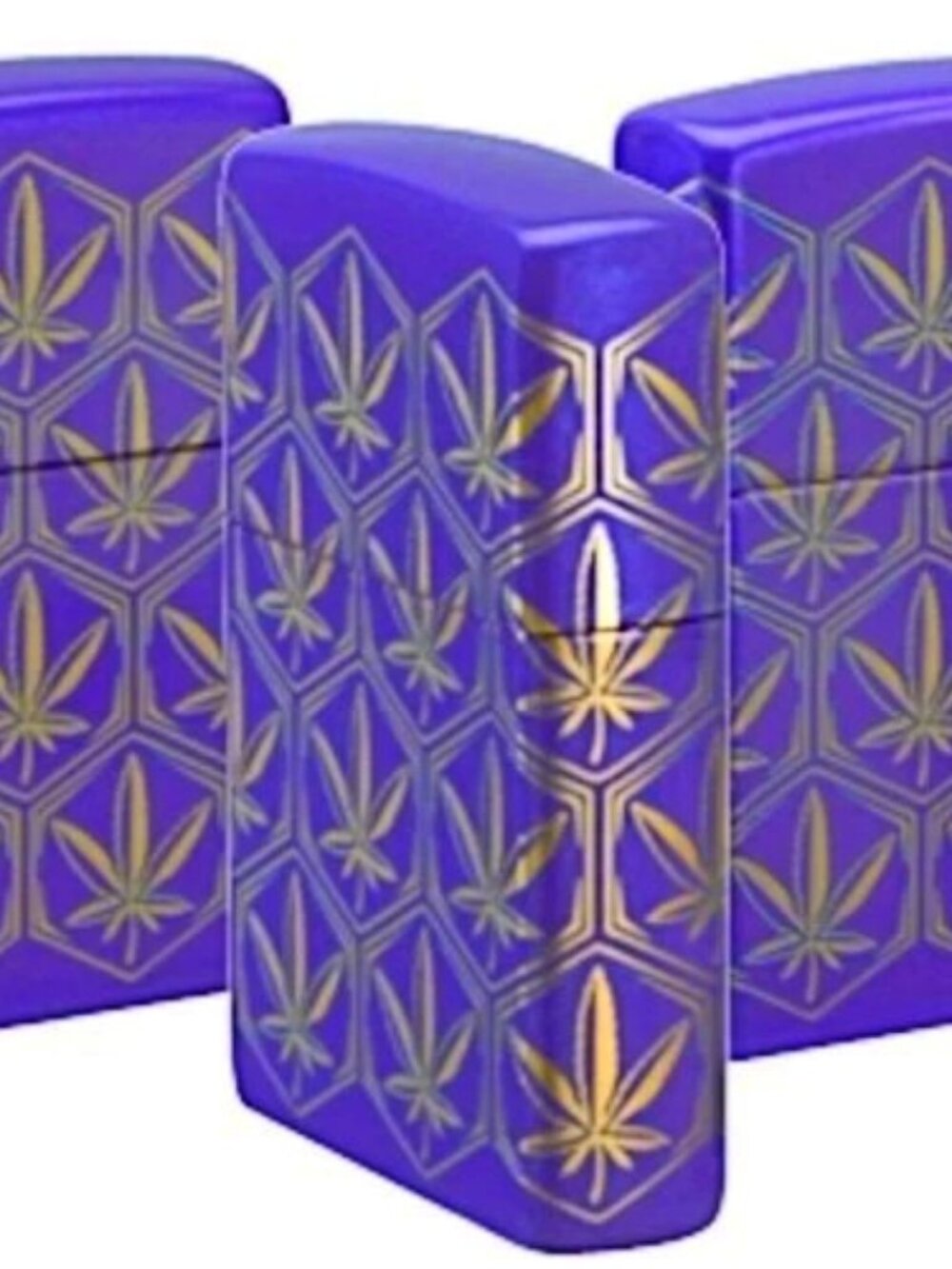 Smokey Lavender Laser Engraved Cannabis Themed Zippo